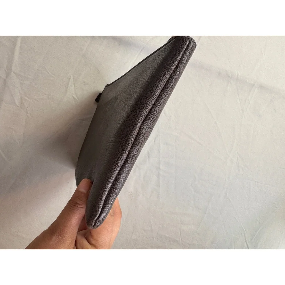 Tutilo New York‎ Tech Clutch Espresso Brown Pebbled Faux Leather Cable Pouch Bag
